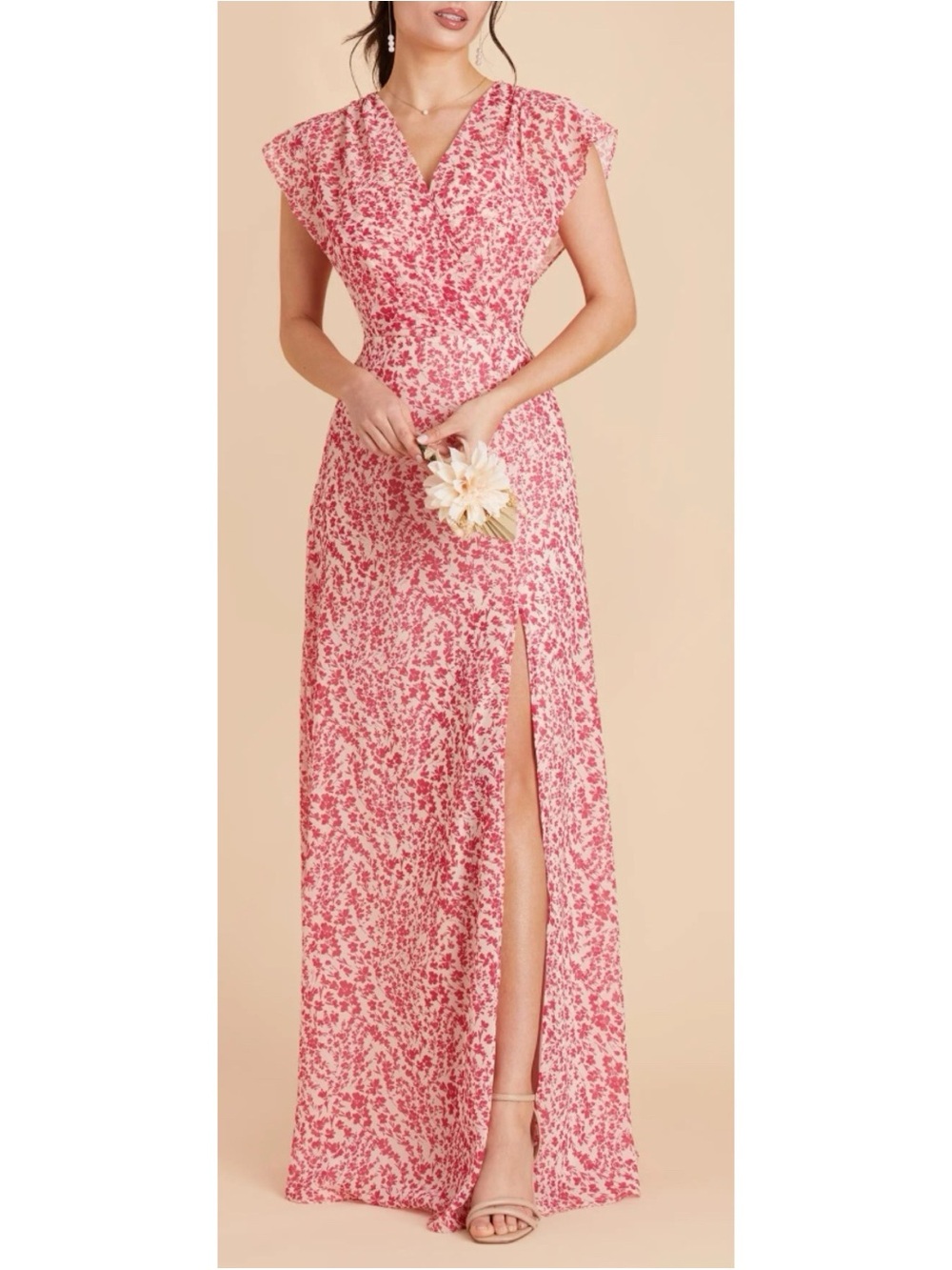 NWT Birdy Grey Pink Ditsy Floral Chiffon Dress